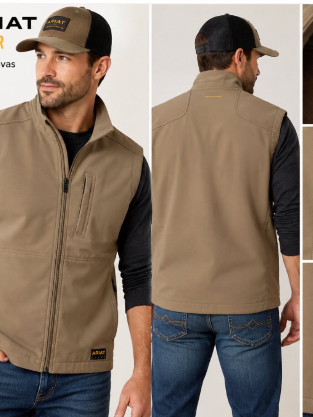 Ariat Rebar Men’s Work Vest XXL Tall Brown Tan Fleece Lined New